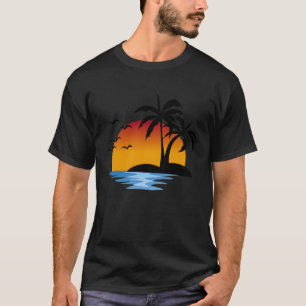 Sonnenuntergang Beach Silhouette Tropical Palm Tre T-Shirt