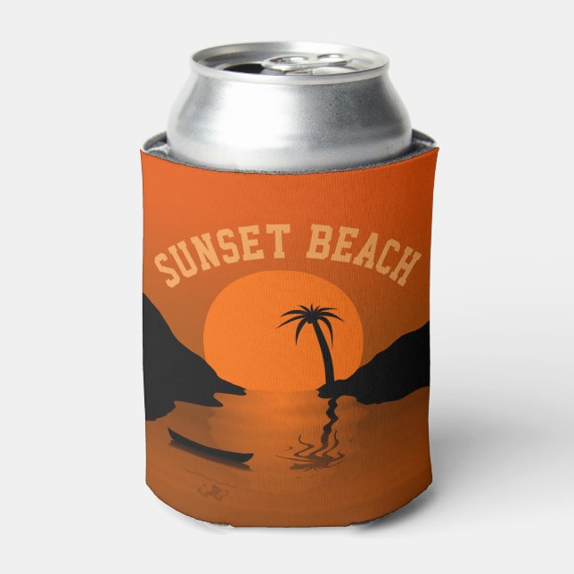 Sonnenuntergang Beach Tropical Orange Art Dosenkühler (Kanne Vorderseite)