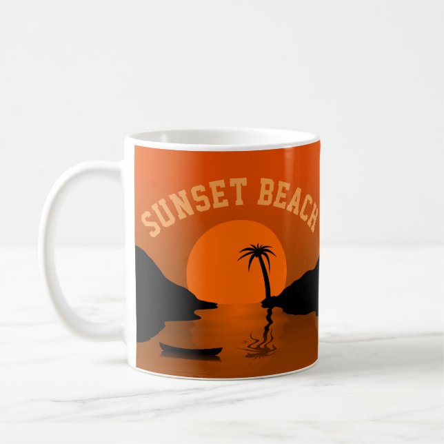 Sonnenuntergang Beach Tropical Orange Art Kaffeetasse (Links)