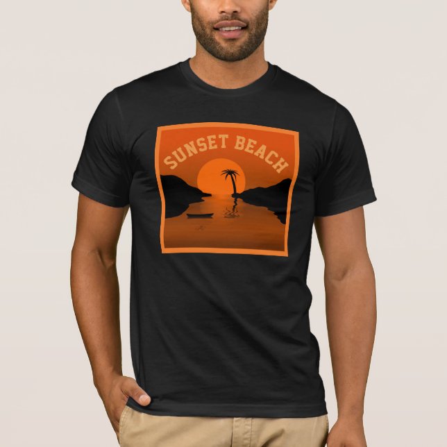 Sonnenuntergang Beach Tropical Orange Art T-Shirt (Vorderseite)