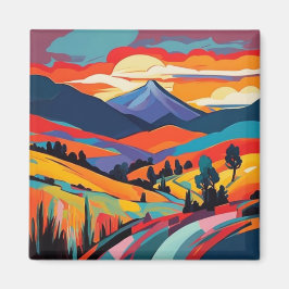 Sonnenuntergang bei der Herbstlandschaft am Berg Magnet