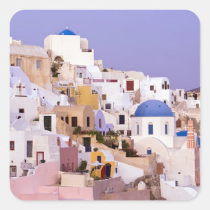 Sonnenuntergang bei Öl, Santorini 2 Quadratischer Aufkleber