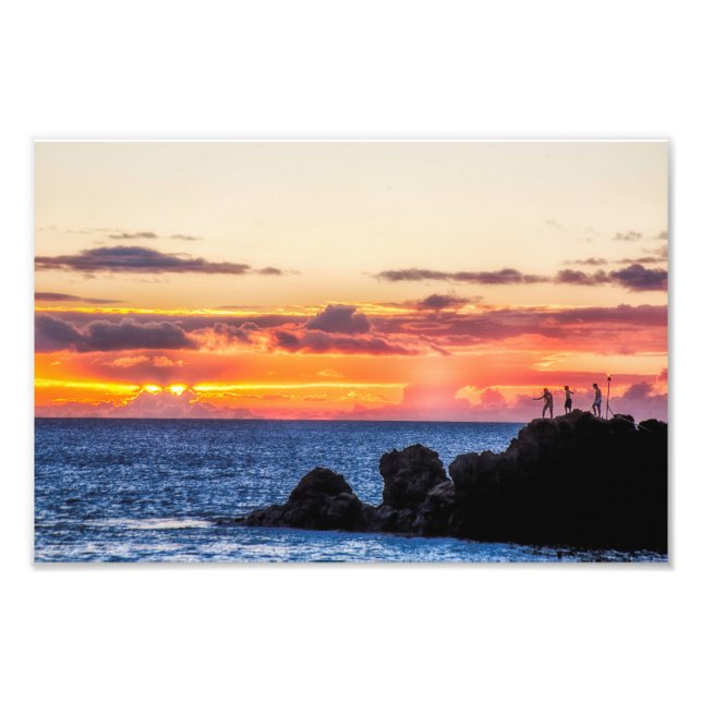 Sonnenuntergang bei Schwarz-Rock-Foto Fotodruck (Vorne)