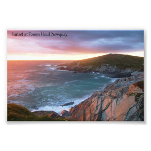 Sonnenuntergang bei Towan HauptNewquay Cornwall Fotodruck
