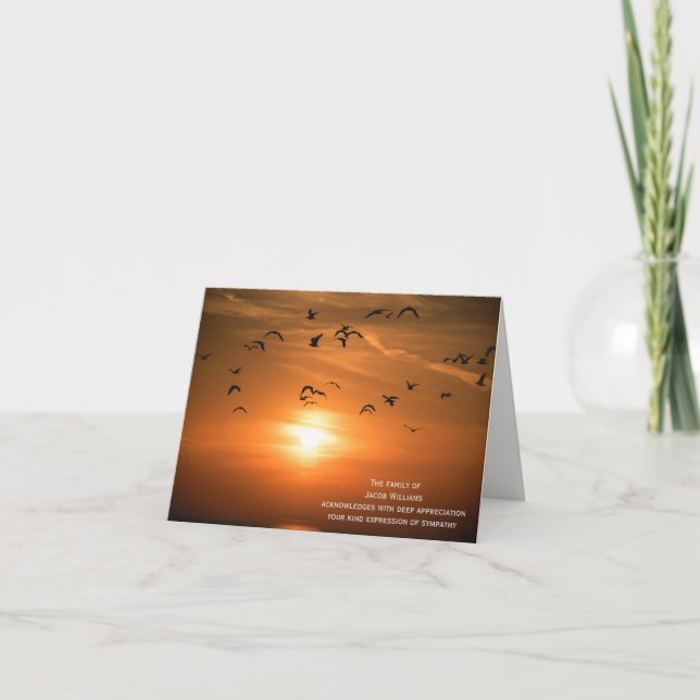 Sonnenuntergang Beileid Danke von der Familie (Vorderseite)
