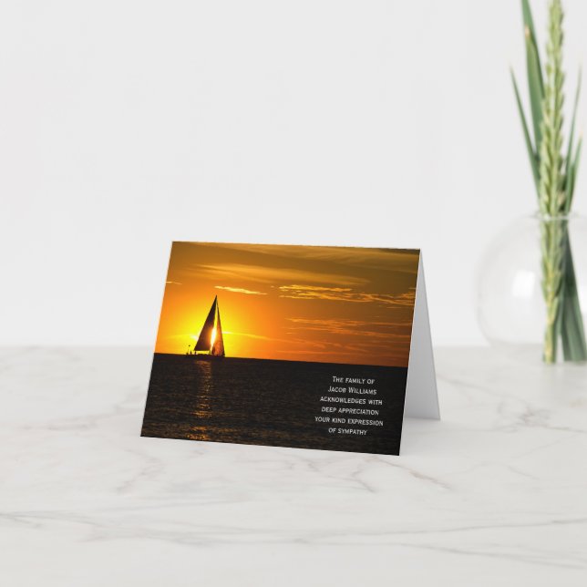 Sonnenuntergang-Beileid danken Ihnen von der Dankeskarte (Vorderseite)