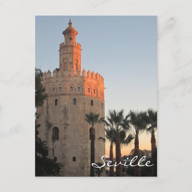 Sonnenuntergang beleuchteter Goldener Turm in Sevi Postkarte (Vorderseite)