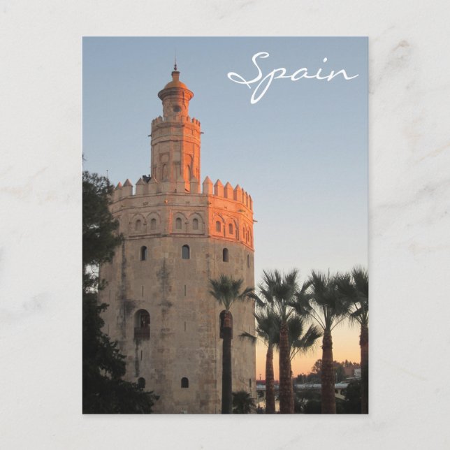Sonnenuntergang beleuchteter Goldener Turm in Sevi Postkarte (Vorderseite)