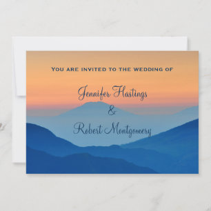 Sonnenuntergang Berg Puder Blau Hochzeit Einladung