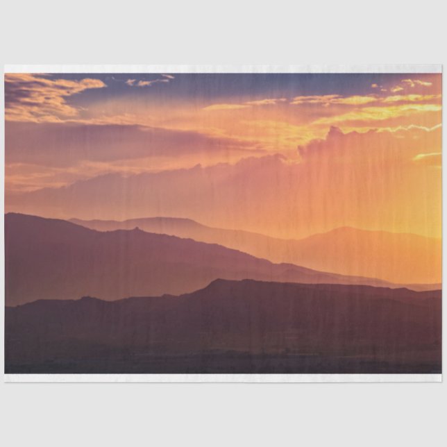 Sonnenuntergang Berge Dekoupage Tissue Paper Seidenpapier (Vorderseite)