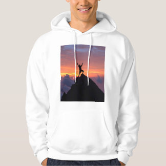 Sonnenuntergang Berggipfel Erfolg Silhouette Hoodi Hoodie