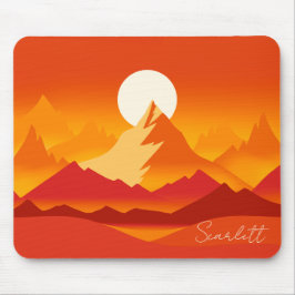 Sonnenuntergang Berggipfel Landschaftsbild Illustr Mousepad