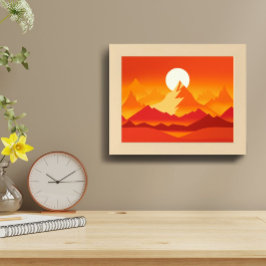 Sonnenuntergang Berggipfel Landschaftsbild Illustr Poster