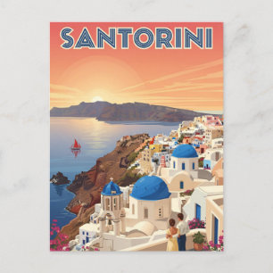 Sonnenuntergang Blick Santorin Griechenland Kyklad Postkarte