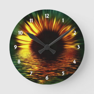 Sonnenuntergang-Blume Runde Wanduhr