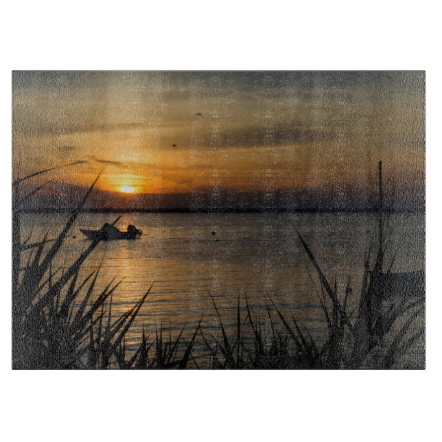 Sonnenuntergang-Bucht Schneidebrett (Vorderseite)