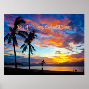 Sonnenuntergang, Bucht von Danang, Zentralvietnam, Poster