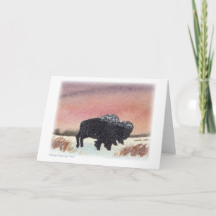 Sonnenuntergang Buffalo Aquarellmalerei Karte