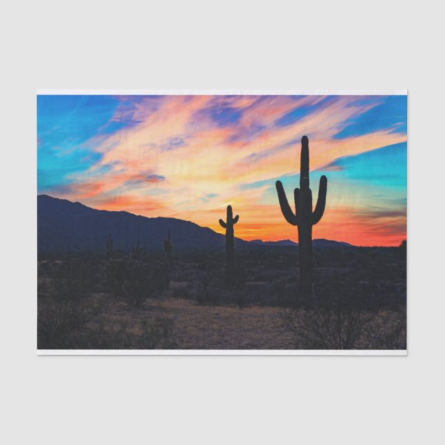 Sonnenuntergang Cactus, Wüstendusche Seidenpapier (Vorderseite)