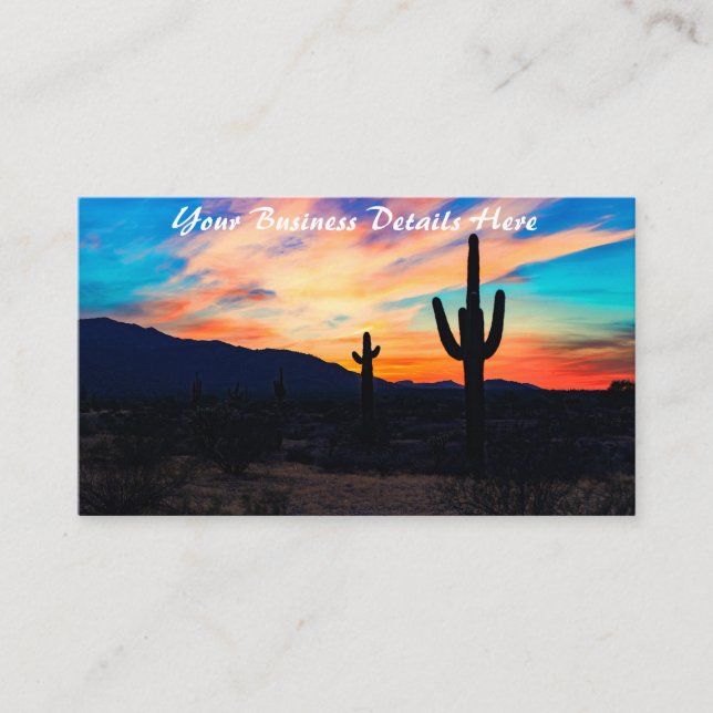 Sonnenuntergang Cactus, Wüstendusche Visitenkarte (Vorderseite)