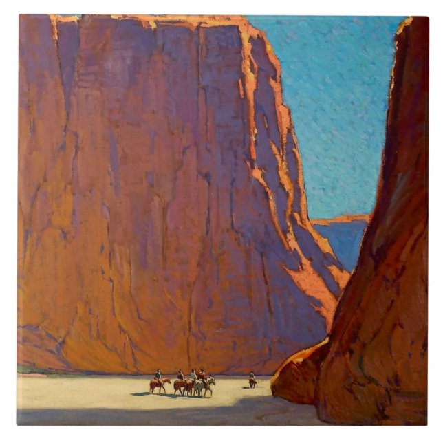 „Sonnenuntergang Canyon de Chelly“ von Edgar Payne Fliese (Vorderseite)