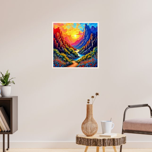 Sonnenuntergang Canyon Fluss Kunst Poster (Wohnzimmer 3)