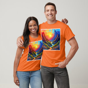Sonnenuntergang Canyon Fluss Kunst T-Shirt