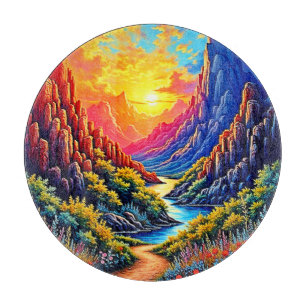 Sonnenuntergang Canyon River Kunst Schneidebrett