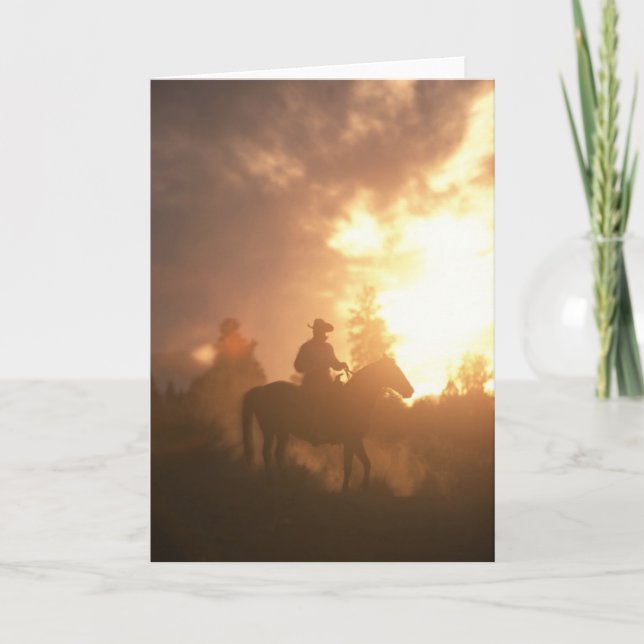 Sonnenuntergang-Cowboy Karte (Vorderseite)