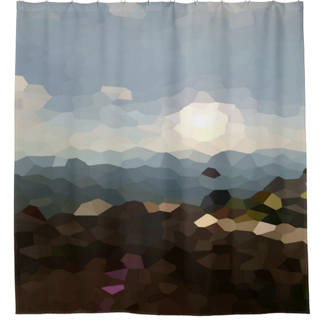Sonnenuntergang-Craggy Gärten Blue Ridge Mountains Duschvorhang (Vorderseite)