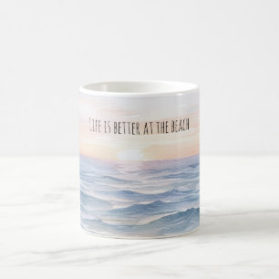 Sonnenuntergang Das Leben ist besser am Strand Kaffeetasse