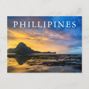 Sonnenuntergang der Bucht von El Nido Postkarte