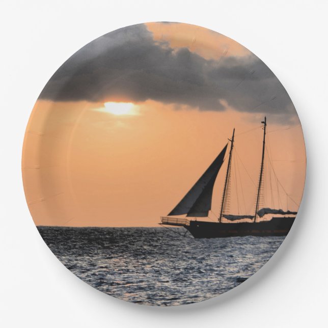 Sonnenuntergang der Kaimaninseln Pappteller (Vorderseite)