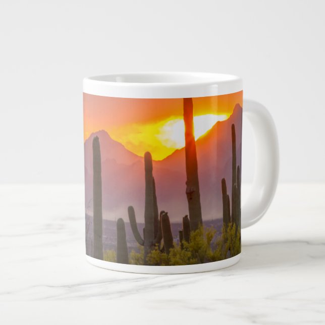 Sonnenuntergang der Wüste, Arizona Jumbo-Tasse (Vorderseite Rechts)