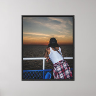 Sonnenuntergang des Bootes Gespanntes Leinwandbild Leinwanddruck