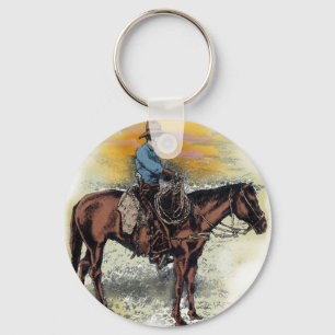 Sonnenuntergang des Cowboy-n Schlüsselanhänger