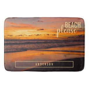 Sonnenuntergang des tropischen Strandes Gelb Badematte