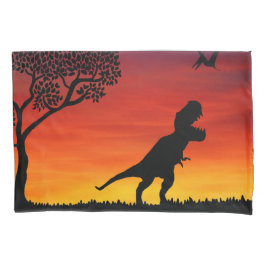 Sonnenuntergang-Dinosaurier-Szenen-Kissenbezug Kissenbezug