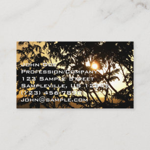 Sonnenuntergang durch Bäume I Tropische Fotografie Visitenkarte