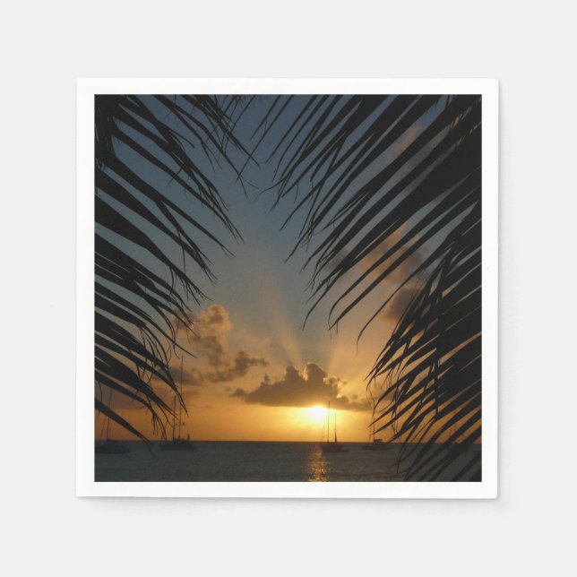 Sonnenuntergang durch die tropische Küste der Palm Serviette (Vorderseite)