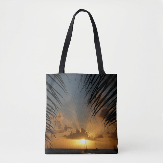 Sonnenuntergang durch die tropische Küste der Palm Tasche (Vorderseite)