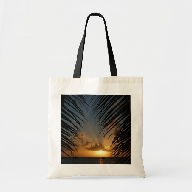 Sonnenuntergang durch die tropische Küste der Palm Tragetasche (Vorne)