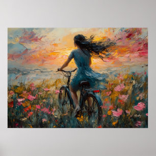 Sonnenuntergang durch ein Feld der Blume - Impress Poster