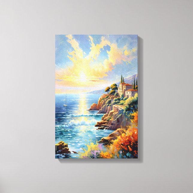 Sonnenuntergang durch mediterranen Impressionismus Leinwanddruck (Vorderseite)