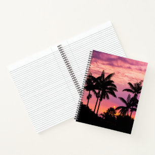 Sonnenuntergang durch Palmen Notizbuch
