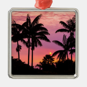 Sonnenuntergang durch Palmen Ornament Aus Metall