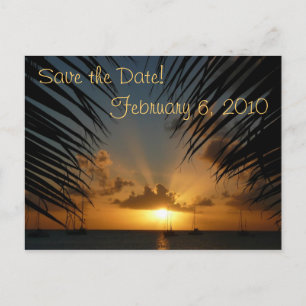 Sonnenuntergang durch Palmfronten Save the Date Po Ankündigungspostkarte