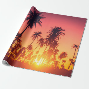 Sonnenuntergang durch tropische Bäume Geschenkpapier