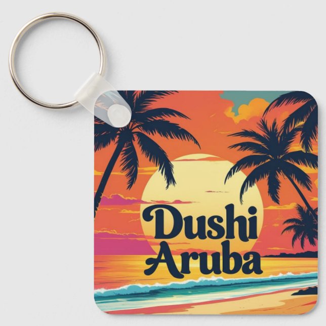 Sonnenuntergang Dushi Aruba Schlüsselanhänger (Vorderseite)