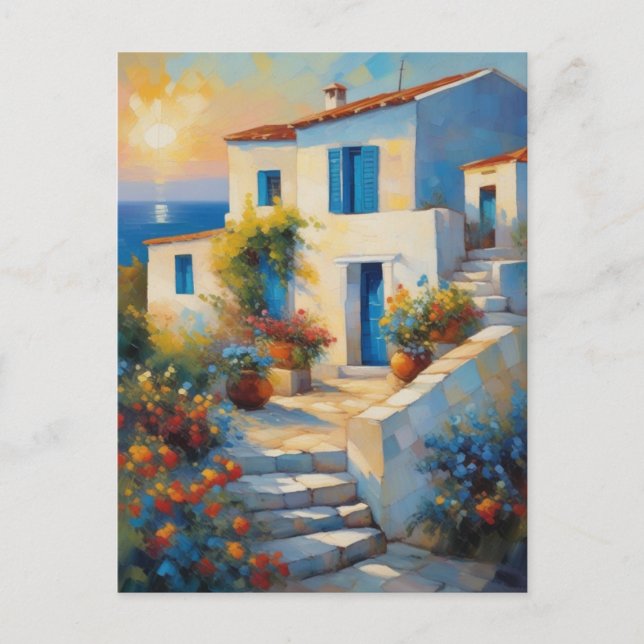 Sonnenuntergang: Ein mediterraner Traum Postkarte (Vorderseite)